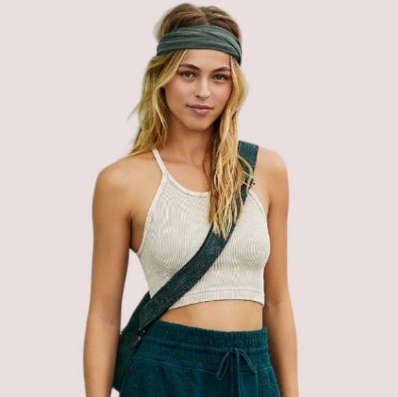 Free People Tops - Free People FP Movement Happiness Runs Ribbed Crop Tank Light Tan XS/S
